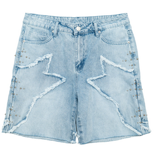 Free Refills Studded Jorts Blue