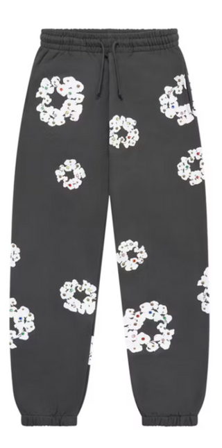 Denim Tears Rhinestone Cotton Wreath Sweatpants Vintage Black