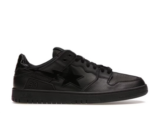 A Bathing Ape Sk8 Sta Triple Black Patent Leather Sta Logo