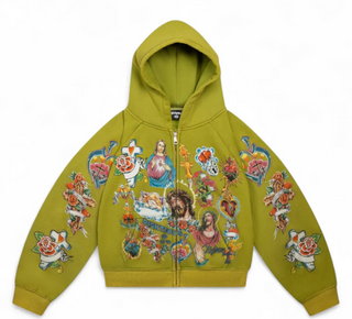 Righteous Risen King Cropped Zip Moss