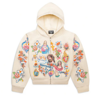Righteous Risen King Cropped Zip Cream