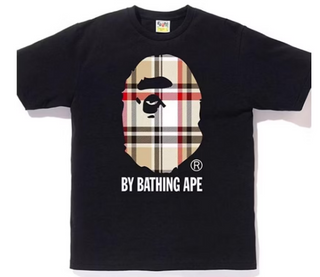 Bape A Bathing Ape Check by Bathing Tee Black/Beige