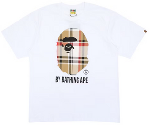 Bape A Bathing Ape Check by Bathing Tee White/Beige