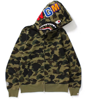 Bape 1st Camo Shark Full Zip Hoodie Green Camo