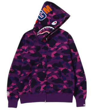 BAPE ABC Camo Shark Full Zip Up Hoodie Purple
