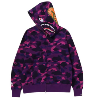 BAPE ABC Camo Shark Full Zip Up Hoodie Purple