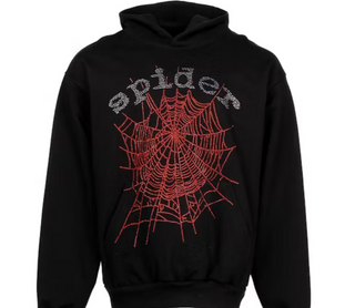 Sp5der OG Rhinestone Logo Hoodie Black