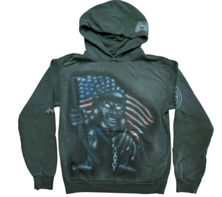 Travis Scott MetLife II Flag Hoodie Washed Green