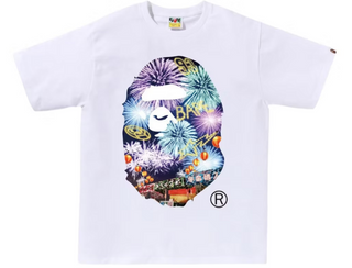 Bape Firework Ape Head Photo Tee White