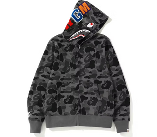 BAPE ABC Camo Shark Full Zip Hoodie Black