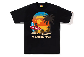 Bape Sunset Beach Ape Head Tee Black