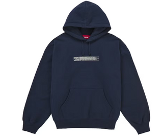 Supreme Swarovski Motion Logo Hooded Sweatshirt Navy