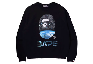 BAPE Space Camo Ape Head Loose Fit Crewneck Black