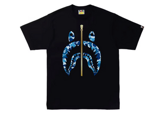 BAPE ABC Camo Gold Zip Shark Tee Black/Blue