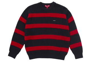 Supreme Loose Gauge Stripe Small Box Sweater Navy