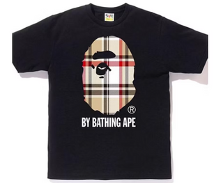 Bape A Bathing Ape Check by Bathing Tee Black/Beige
