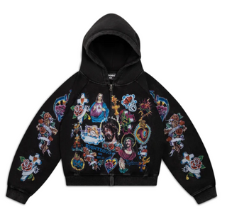 Righteous Risen King Cropped Zip Black