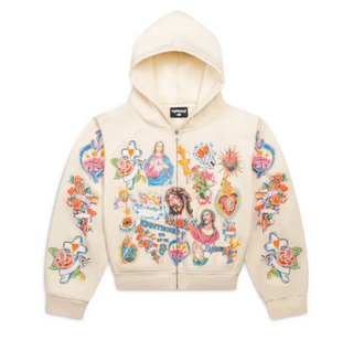 Righteous Risen King Cropped Zip Cream