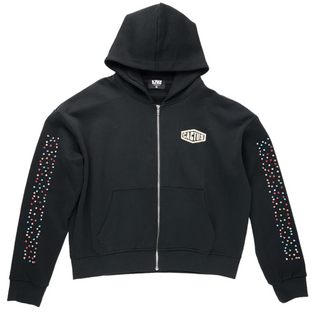 AZVA Studios Crystal Cactus Zip Hoodie Black