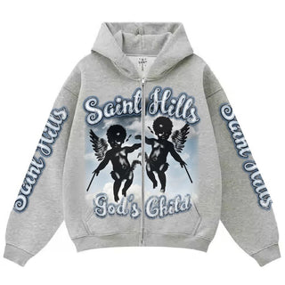 Saint Hills God's Child Zip Hoodie Ash Grey