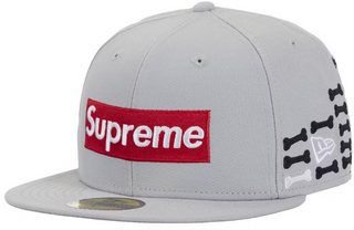 Supreme Bones Box Logo New Era 59Fifty Fitted Hat Grey