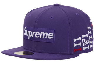 Supreme Bones Box Logo New Era 59Fifty Fitted Hat Purple