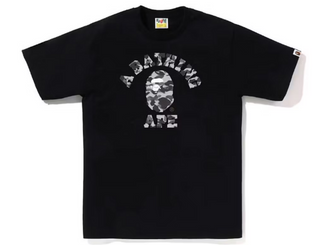 BAPE Heather Gray Camo College Tee Black