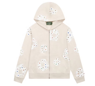 Denim Tears Rhinestone Cotton Wreath Zip Hoodie Oatmeal