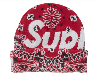 Supreme Bandana Big Logo Beanie Red