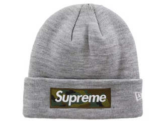 Supreme New Era Box Logo Beanie (FW23) Heather Grey