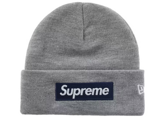 Supreme New Era Box Logo Beanie (FW25) Heather Grey