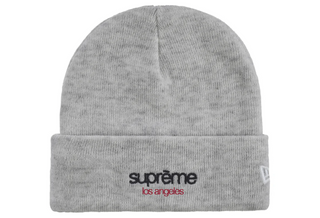 Supreme New Era Classic Logo Shop Beanie Heather Grey