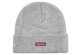 Supreme New Era Classic Logo Shop Beanie Heather Grey