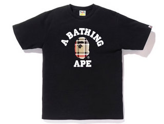 Bape Check College Tee Black/Beige