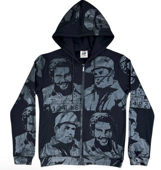 Asaali Cartel Zip Hoodie Black Monochrome