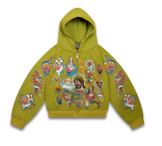 Righteous Risen King Cropped Zip Moss