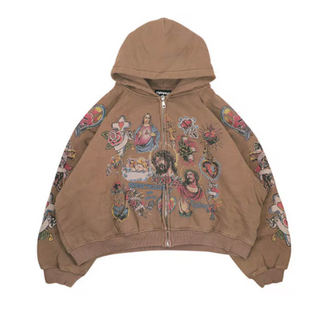 Righteous Risen King Cropped Zip Brown