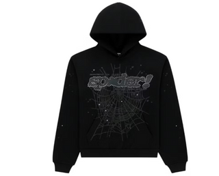 Sp5der Rhinestone Punk V2 Hoodie Black