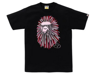 BAPE Ape Head Firework Tee Black/Pink