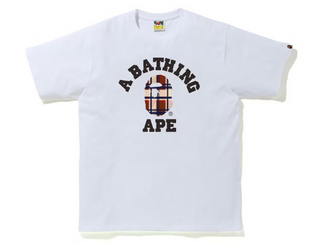 Bape Check College Tee White/Red