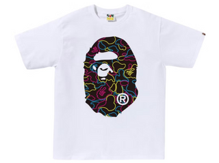 BAPE Neon Camo Big Ape Head Tee White