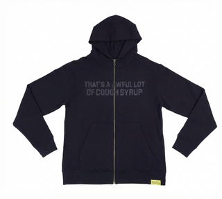 That's A Awful Lot Of Cough Syrup Classic Logo Zip Up Hoodie Black Tonal