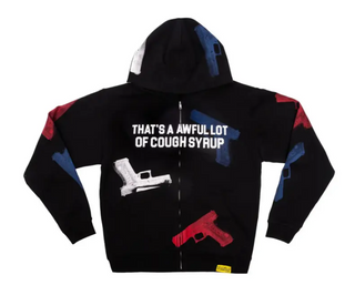 That's A Awful Lot Of Cough Syrup Glock Zip Up Hoodie Black/Blue/Red