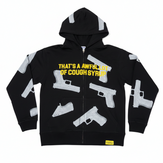 That's A Awful Lot Of Cough Syrup Glock Zip Up Hoodie Black/Yellow/Grey