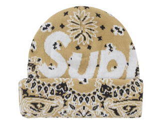 Supreme Bandana Big Logo Beanie Beige