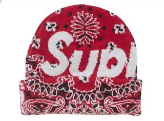 Supreme Bandana Big Logo Beanie Red