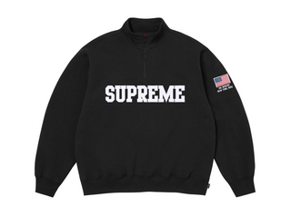 Supreme Shop Flag Half Zip Pullover Black