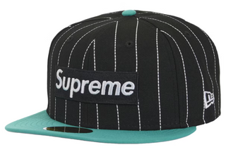Supreme MLB Teams Box Logo New Era 59Fifty Cap Black Pinstripe