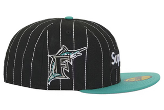 Supreme MLB Teams Box Logo New Era 59Fifty Cap Black Pinstripe