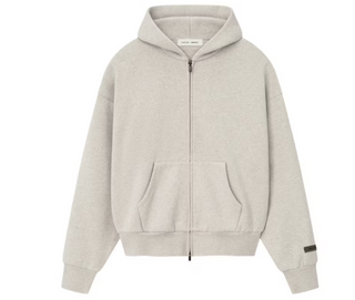 Fear of God Essentials Classic Full Zip-Up Hoodie Heather Stone